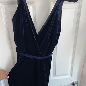 Velvet wide leg romper